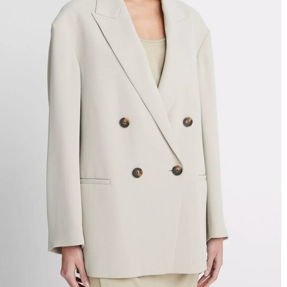 Vince Crepe Double-Breasted Blazer Sepia Size 4 - Picture 3 of 8